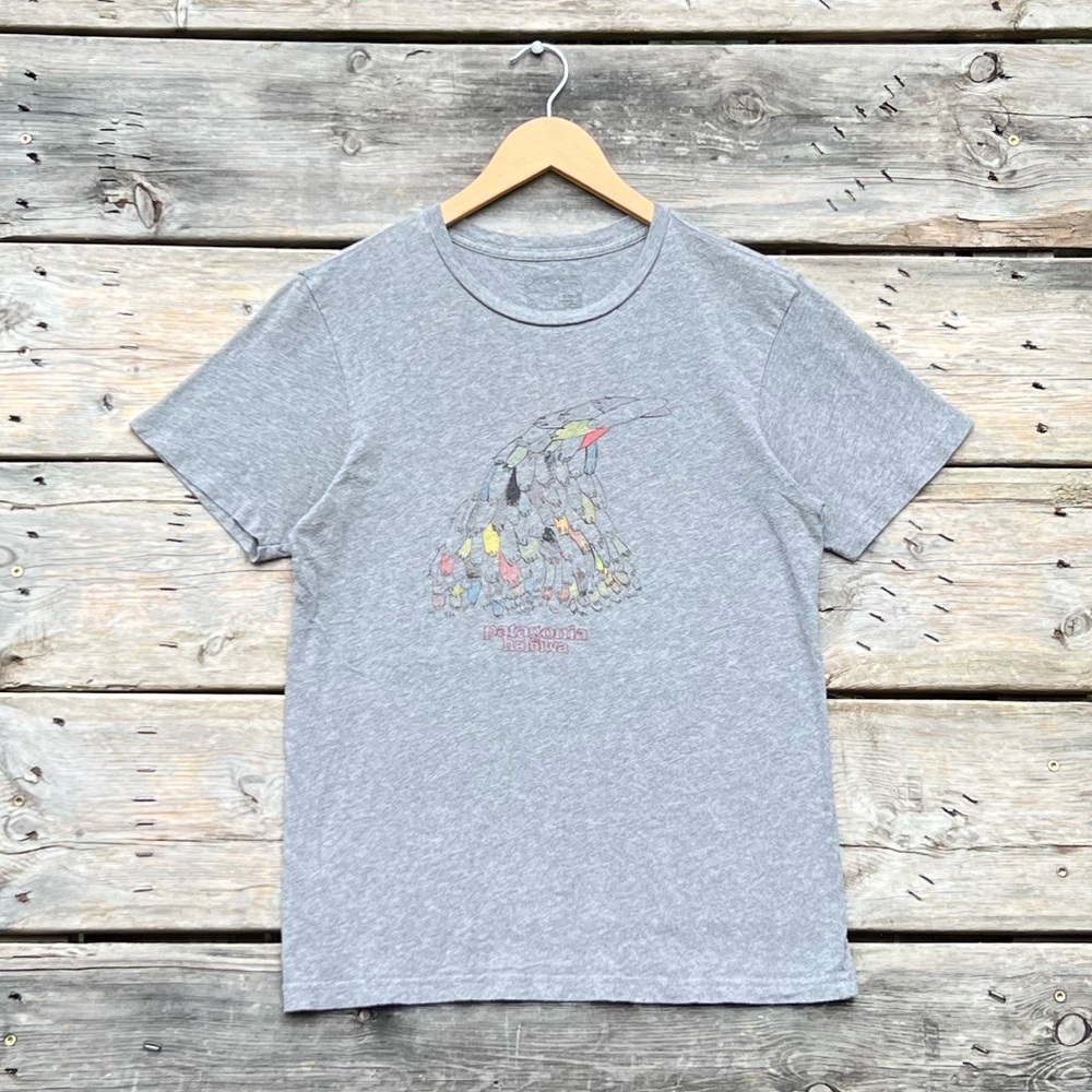 Patagonia Haleiwa Organic Cotton Heathered Gray Slim Fit Tee Men’s XS